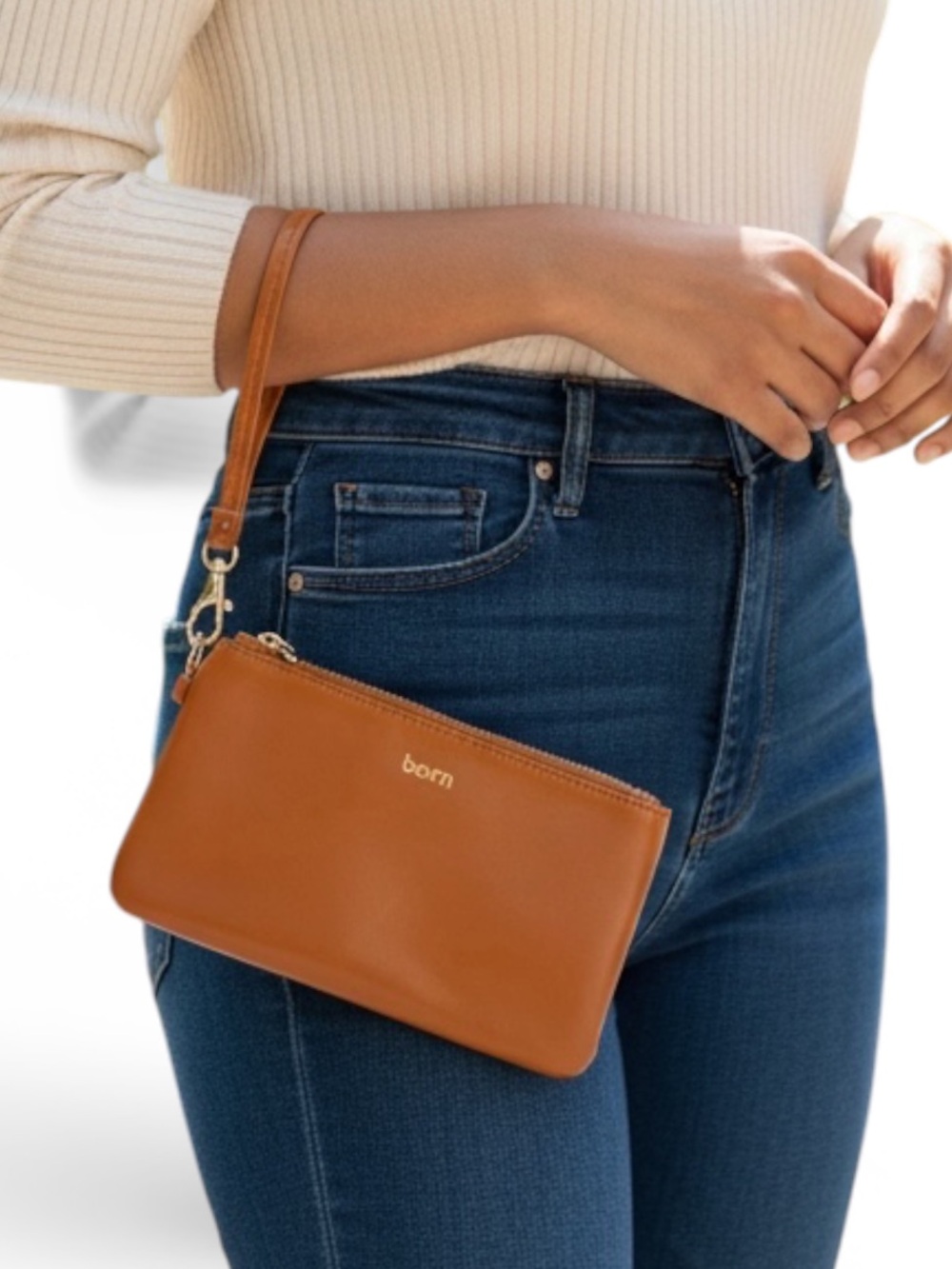 EUC Befen Women's Genuine Italian Leather Wristlet Clutch Wallet Purse Gold HW
